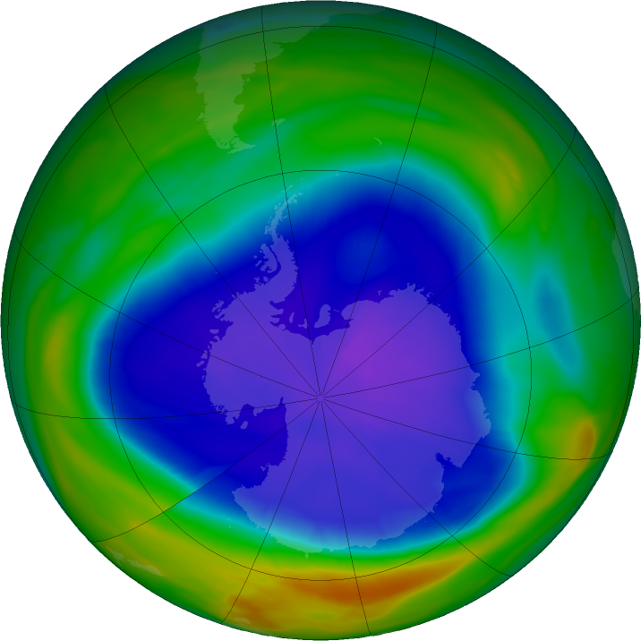 Antarctic ozone map for 18 September 2021
